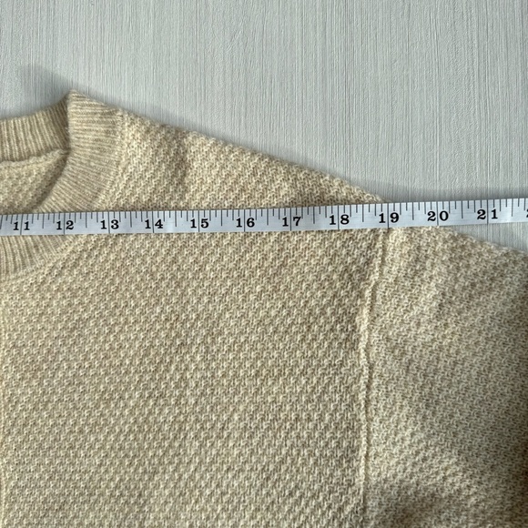 STARS ABOVE Crewneck Henley‎ Sweater XS Oatmeal Beige Waffle Knit Cotton Blend - Picture 8 of 13